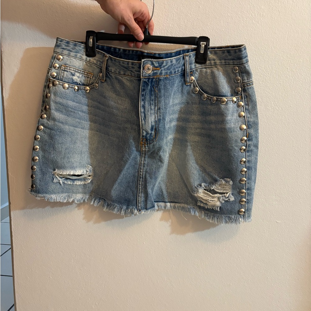 Forever 21 Blue Studded Mini Skirt